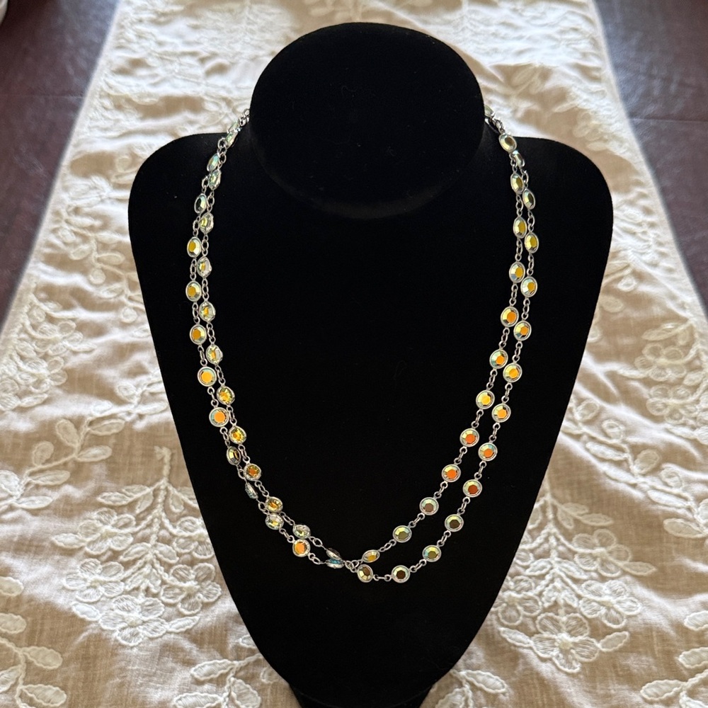 Touchstone Crystal Double-Strand Yellow-Orange Accent Necklace